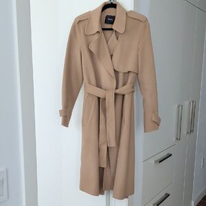 Theory Oakley Tan Beige Wool/Cashmere Belted Trench Coat Sz S New